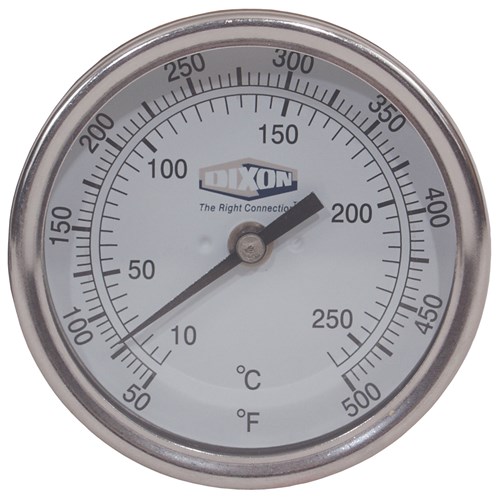 Bi-Metal Back Conn 3in Face Thermometer