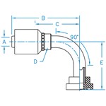 Code 61 Flange 90° BT Rigid