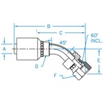 BSP 60° Cone 45° Bent Tube FX