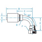 37° JIC F 90° BT Swivel Long